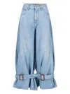 Jw Anderson Wide Jeans With Adjustable Ankle Height Belts In Blue