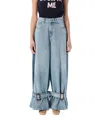 Jw Anderson Wide Jeans With Adjustable Ankle Height Belts In Blue