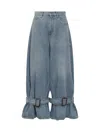 Jw Anderson Wide Jeans With Adjustable Ankle Height Belts In Blue