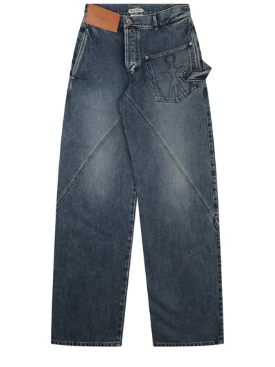 Jw Anderson Jeans Con Patch Logo In Blue