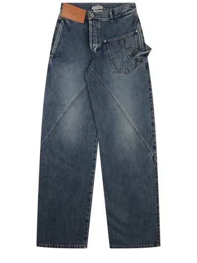 Jw Anderson Jeans Con Patch Logo In Blue