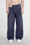 Jw Anderson Blue Jeans With Logo Patch Applied On The Front In Navy
