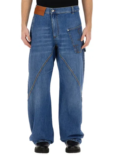 Jw Anderson Jeans Twisted Workwear In Light Blue