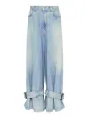 Jw Anderson Wide Jeans With Adjustable Ankle Height Belts In Blue