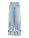 Jw Anderson Wide Jeans With Adjustable Ankle Height Belts In Blue