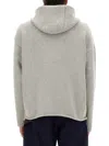 Jw Anderson Grey Sweatshirt With Drawstring Hood And Maxi Anchor Embroidery On The Front In Wool Man In Gray