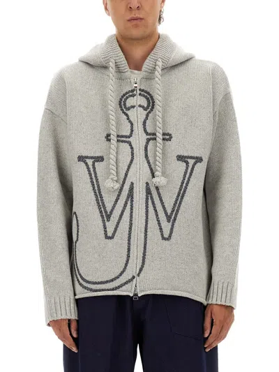 Jw Anderson Jersey With Anchor Embroidery In Gray