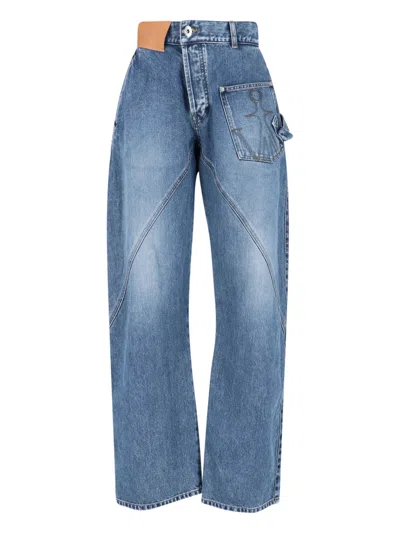 Jw Anderson Jethestanens With Paint Logo - Women's Jeans In Blue