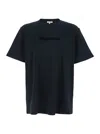 Jw Anderson Black Crewneck T-shirt With Logo Lettering Embroidery On The Front In Cotton Man