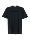 Jw Anderson Black Crewneck T-shirt With Logo Lettering Embroidery On The Front In Cotton Man