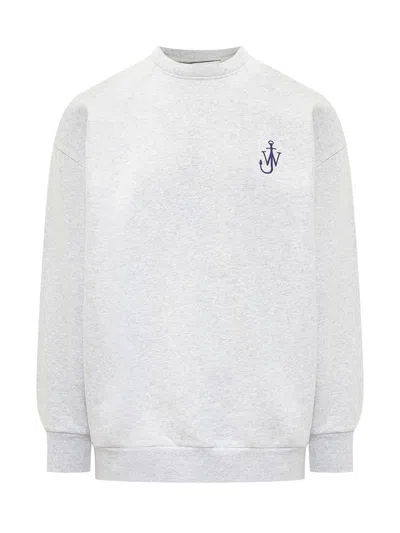 Jw Anderson Anchor Embroidery Back Print Sweatshirt In Grey