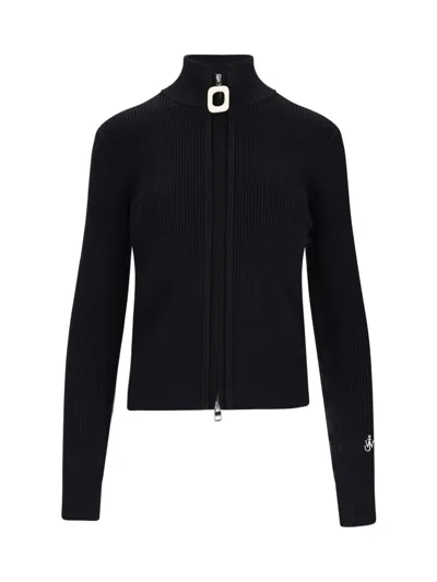 JW ANDERSON JW ANDERSON JW ANDERSON BLACK CARDIGAN WITH ZIP
