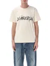 Jw Anderson Mens Ecru Circular Brand-print Cotton T-shirt In Neutral