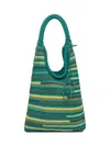 Jw Anderson J.w. Anderson Multicolored Striped Knitted Tote Bag In Green