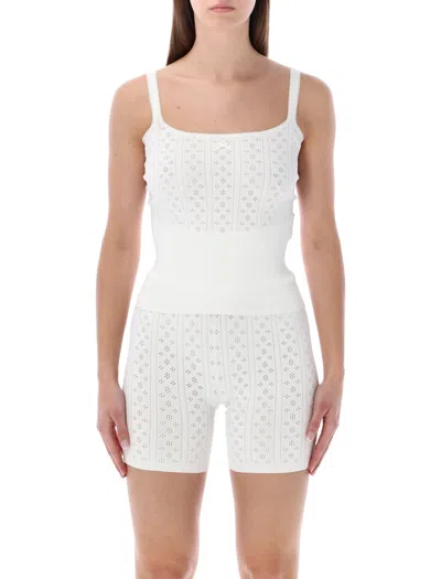 Jw Anderson Pointelle Knit Top Bow Detail Viscose In White