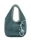 Jw Anderson Beaded Shoulder Bag Structured Shape In Green