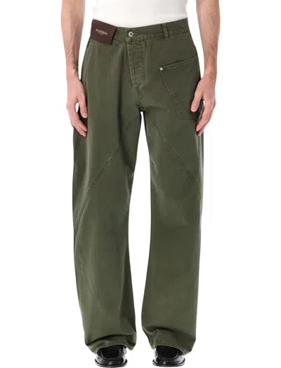 Jw Anderson Twisted Workwear Denim Pants In Green