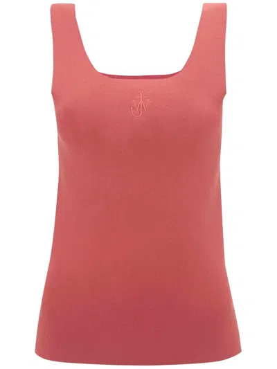 Jw Anderson Anchor Logo Fitted Tank Top In Pink
