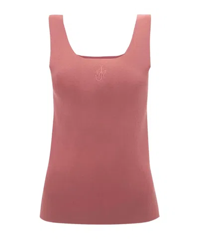 Jw Anderson Anchor Logo Fitted Tank Top In Pink