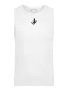 Jw Anderson Crew Neck Ribbed Sleeveless Top Straight Hem In White