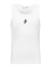Jw Anderson White Sleeveless Top With Logo Embroidery On The Front In White