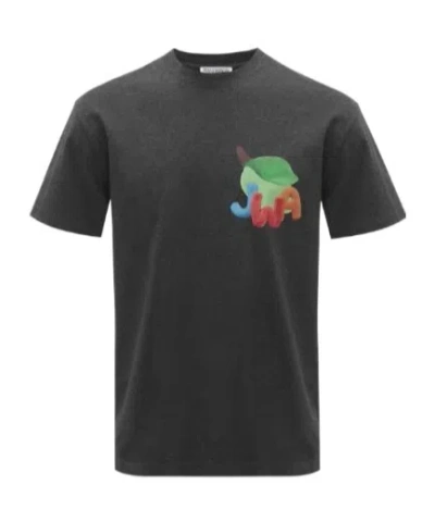 Jw Anderson Jwa Lime-print Cotton T-shirt In Black