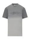 Jw Anderson Tie-dyed Logo Embroidered T-shirt In Grey