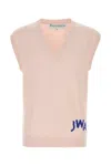 Jw Anderson Pink Sleeveless Vest With V Neck And Contrasting Logo Embroidery On The Front