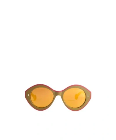 Jw Anderson Jwa07 Bumper Sunglasses In Khaki  Bordeaux