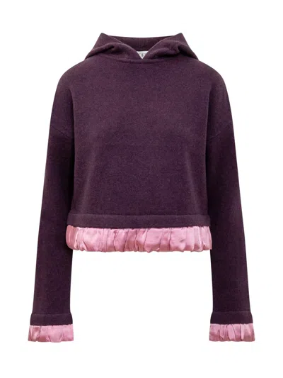 Jw Anderson J.w. Anderson Jwanchor Satin Trimmed Sweatshirt In Plum