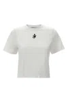 Jw Anderson Mens White Anchor-embroidery Crop Cotton-jersey T-shirt
