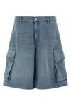 Jw Anderson Light Blue Bermuda Shorts With Cargo Pockets And Logo Patch On The Back