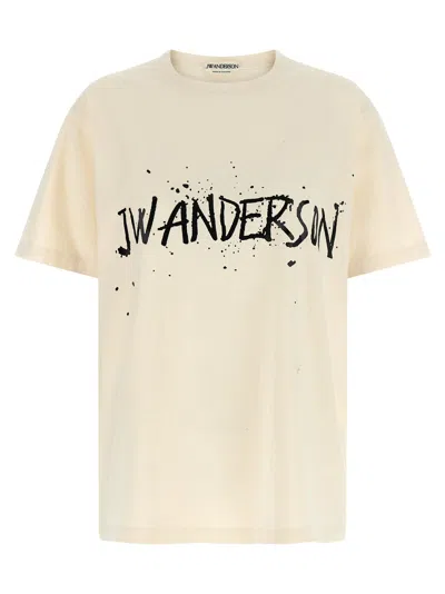 Jw Anderson Circular T-shirt Beige In Neutral