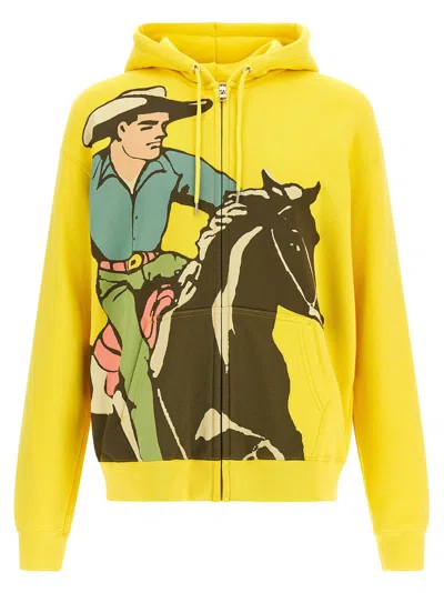 Jw Anderson J.w.anderson Cowboy Graphic Hoodie In Yellow