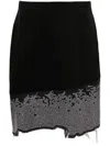Jw Anderson Distressed Crystal-embellished Skirt In Black