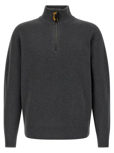 Jw Anderson J.w.anderson Half-zip Wool-cotton Knit Sweater In Black
