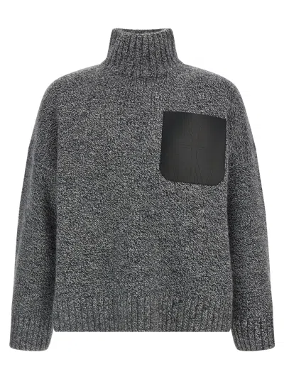 Jw Anderson J.w.anderson 'leather Patch Pocket' Sweater In Gray