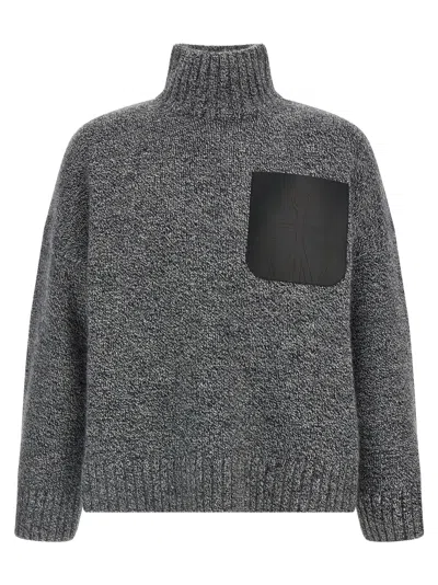 Jw Anderson J.w.anderson Leather Patch Pocket Sweater In Gray