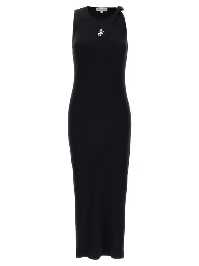 Jw Anderson J.w.anderson Logo Ribbed Dress In Black