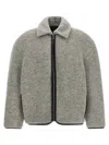 Jw Anderson Mens Light Grey Melange Contrast-trim Relaxed-fit Knitted Wool-blend Jacket In Gray
