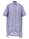 Jw Anderson J. W. Anderson Patchwork Cotton Shirt Dress With Asymmetric Hem In Blue
