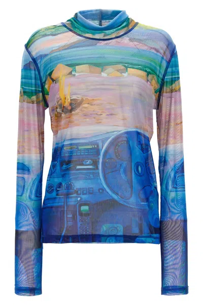 JW ANDERSON J.W.ANDERSON PRINT SEMI-TRANSPARENT TOP