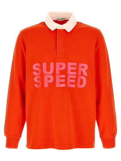 Jw Anderson J.w.anderson Super Speed Embroidered Cotton Jersey Polo Shirt In Orange