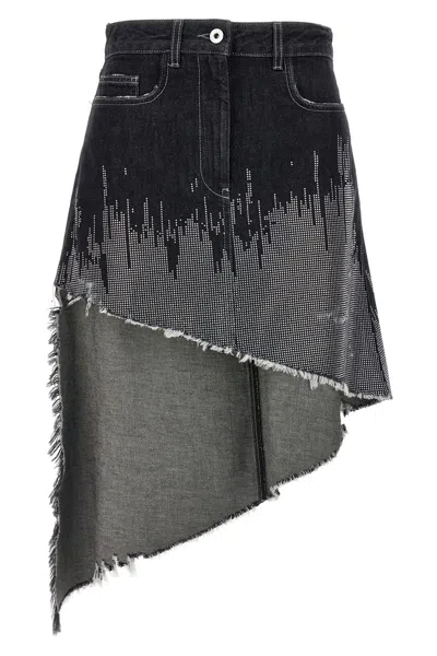 JW ANDERSON J.W.ANDERSON SEQUIN ASYMMETRIC DENIM SKIRT
