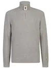 Jw Anderson Jwa Cotton Blend Half Zip Sweater In Grey