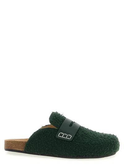 Jw Anderson J.w.anderson Textured Felt Loafer Mule In Green