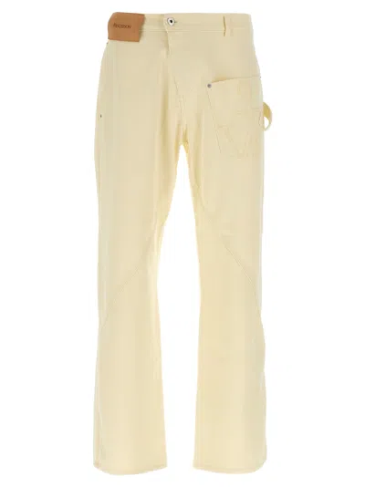 Jw Anderson Yellow Twisted Workwear Pants In Nude