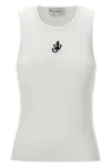 Jw Anderson Crew Neck Ribbed Sleeveless Top Straight Hem In White