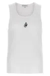 Jw Anderson Crew Neck Ribbed Sleeveless Top Straight Hem In White