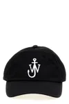 Jw Anderson Curved Peak Logo Embroidered Baseball Cap In Black